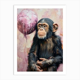 Cute Chimpanzee 1 With Balloon Art Print