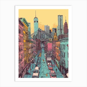 Lower East Side New York Colourful Silkscreen Illustration 1 Art Print