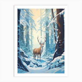 Winter Deer 3 Illustration Art Print