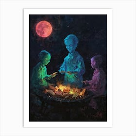 Aliens At The Campfire Art Print