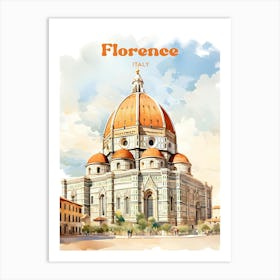 Florence Italy European Church Travel Illustration Art Print