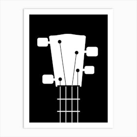 Ukulele Head Black and White Art Print