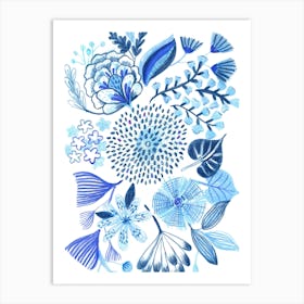 Indigo Floral Art Print