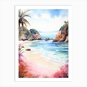 Watercolor Painting Of Pfeiffer Beach, Big Sur California 4 Art Print
