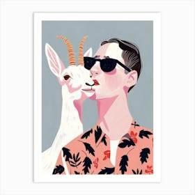 Goat And Man Art Print