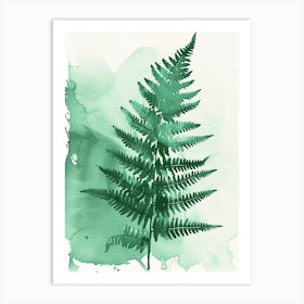 Green Ink Painting Of A Autumn Fern 2 Art Print