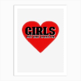 Girls just want to have fun! 80s inspired pixelated heart design Art Print