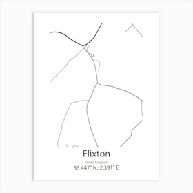 Flixton,United Kingdom Minimalist Map Art Print