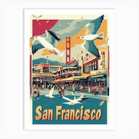 Aihrgdesign A 1970s Inspired Travel Poster For San Francisco Art Print