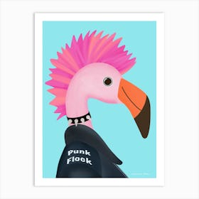 Punk Rock Pink Flamingo Art Print