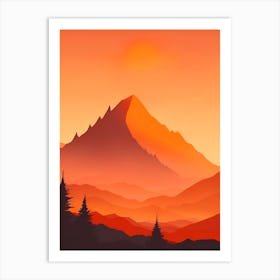 Misty Mountains Vertical Composition In Orange Tone 74 Art Print