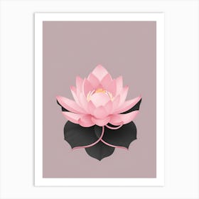 A Pink Lotus In Minimalist Style Vertical Composition 86 Art Print