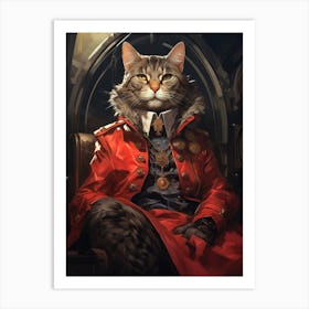 Cat In A Red Coat Art Print