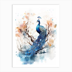 Watercolour Peacock 2 Art Print