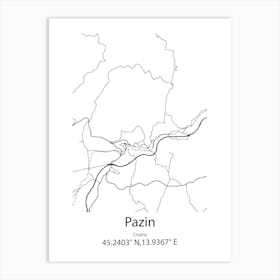 Pazin,Croatia Minimalist Map Art Print