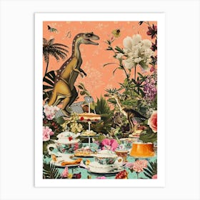 Kitsch Dinosaur Tea Party 2 Art Print