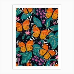 Seamless Pattern With Butterflies 1 Art Print