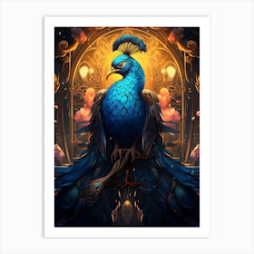 Blue Peacock Art Print