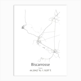 Biscarrosse,France Minimalist Map Art Print