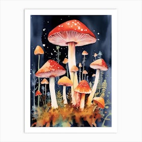 Mushroom Watercolour 6 Art Print