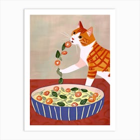 Cat And Big Salad Art Print