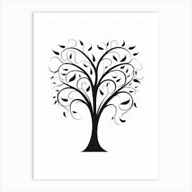 Minimalist Black & White Tree Branch Heart 4 Art Print