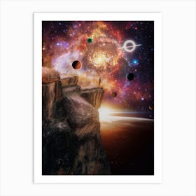 On Top Of The Cliff And Ballet Of Planets Art Print