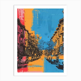 Jackson Heights New York Colourful Silkscreen Illustration 2 Art Print