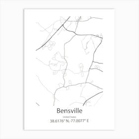 Bensville,United States Minimalist Map Art Print