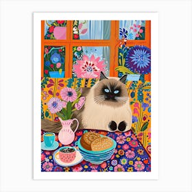 Tea Time With A Himalayan Cat 4 Art Print