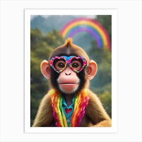 Monkey With Rainbows Art Print