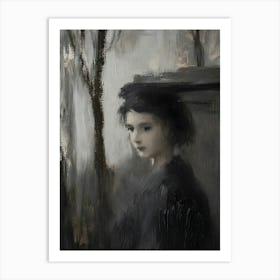 Girl In A Black Hat Art Print