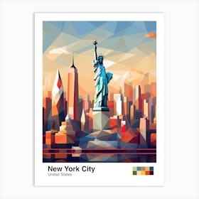 New York City, Usa, Geometric Illustration 1 Poster Art Print