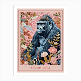 Floral Animal Painting Mountain Gorilla 1 Poster Art Print