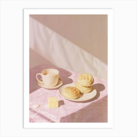 Pink Breakfast Food Crumpets 4 Art Print