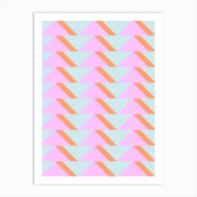 Retro Geometric Triangle Shapes in Pink Aqua and Coral Art Print
