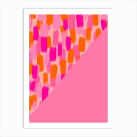 Pink And Orange Abstract Brush Strokes Colour Block Art Print