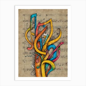 Music Notes On Sheet Music Art Print