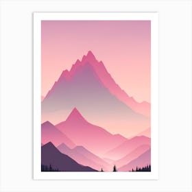 Misty Mountains Vertical Background In Pink Tone 81 Art Print