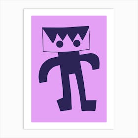 Kids Art Blue and Lilac Robot Art Print