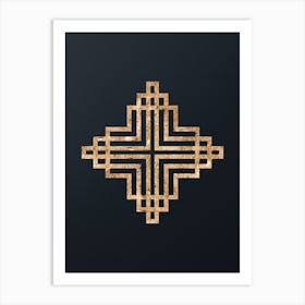 Abstract Geometric Gold Glyph on Dark Teal n.0386 Art Print