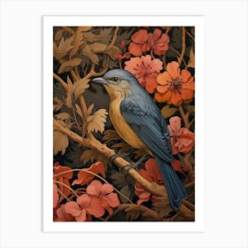 Dark And Moody Botanical Eastern Bluebird 1 Art Print