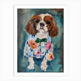 Animal Party: Crumpled Cute Critters with Cocktails and Cigars King Charles Spaniel Art Print