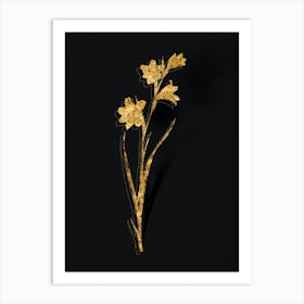 Vintage Painted Lady Botanical in Gold on Black n.0390 Art Print