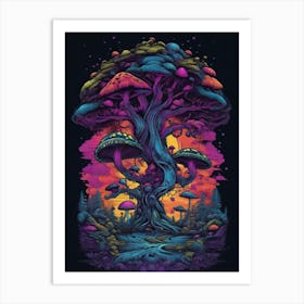 Sdxl 09 Tree Of Psychedelic Mushrooms Landscape Surrounded By 0 Art Print