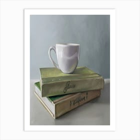 Coffee Cup On Books Art Print