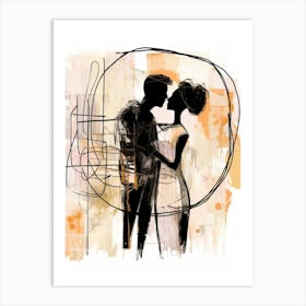 Couple Kissing Style Abstract Art Print