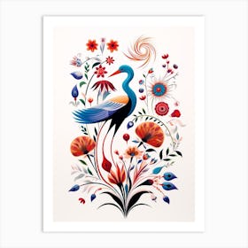 Scandinavian Bird Illustration Egret 1 Art Print