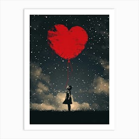 Girl Holding A Heart Art Print