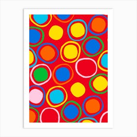 Circles On A Red Background 1 Art Print